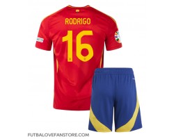 Španielsko Rodri Hernandez #16 Domáci Detský futbalový dres ME 2024 Krátky Rukáv (+ trenírky)